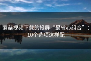 蘑菇视频下载的投屏“最省心组合”：10个选项这样配