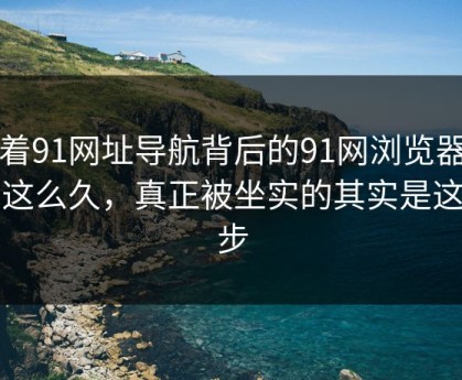 围着91网址导航背后的91网浏览器转了这么久，真正被坐实的其实是这一步