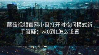 蘑菇视频官网小窗打开时夜间模式新手答疑：从0到1怎么设置