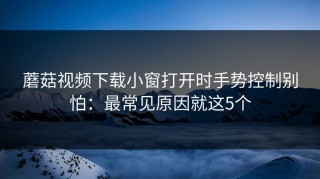 蘑菇视频下载小窗打开时手势控制别怕：最常见原因就这5个