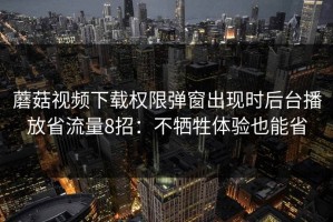 蘑菇视频下载权限弹窗出现时后台播放省流量8招：不牺牲体验也能省