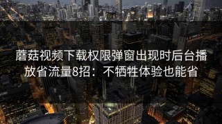 蘑菇视频下载权限弹窗出现时后台播放省流量8招：不牺牲体验也能省