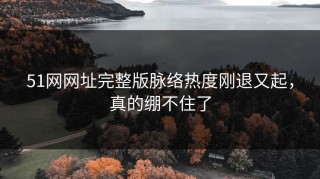 51网网址完整版脉络热度刚退又起，真的绷不住了
