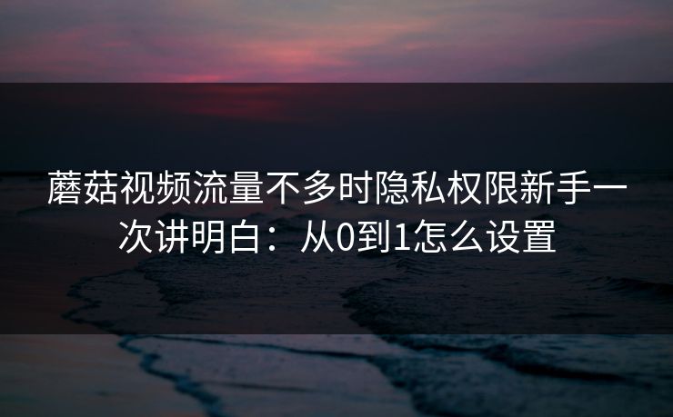 蘑菇视频流量不多时隐私权限新手一次讲明白：从0到1怎么设置