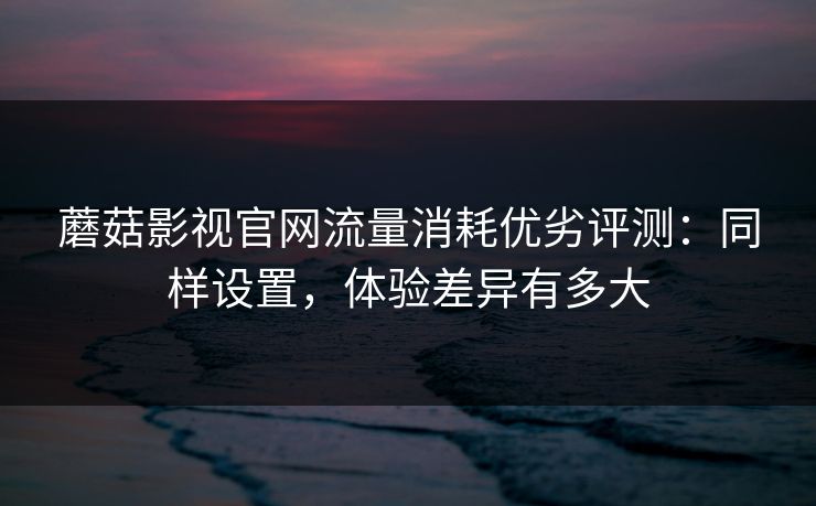 蘑菇影视官网流量消耗优劣评测：同样设置，体验差异有多大